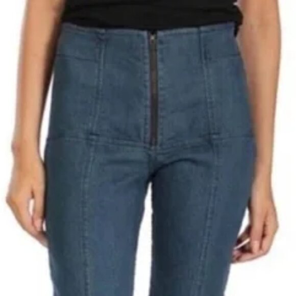 EUC Praire Underground Dark Blue "Girdle" High Rise Skinny Jeans Size Large - Picture 2 of 11